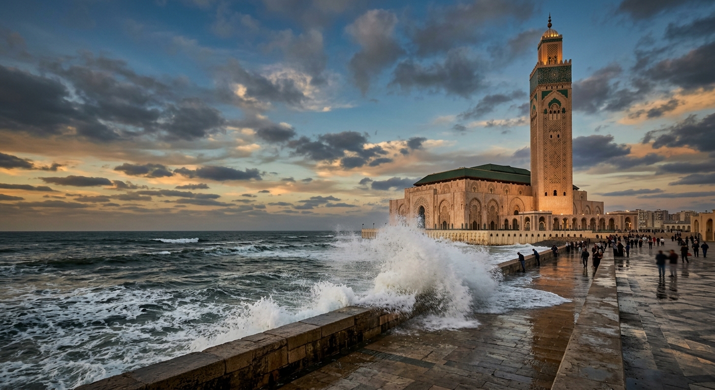 Hassan II Mosque over the ocean