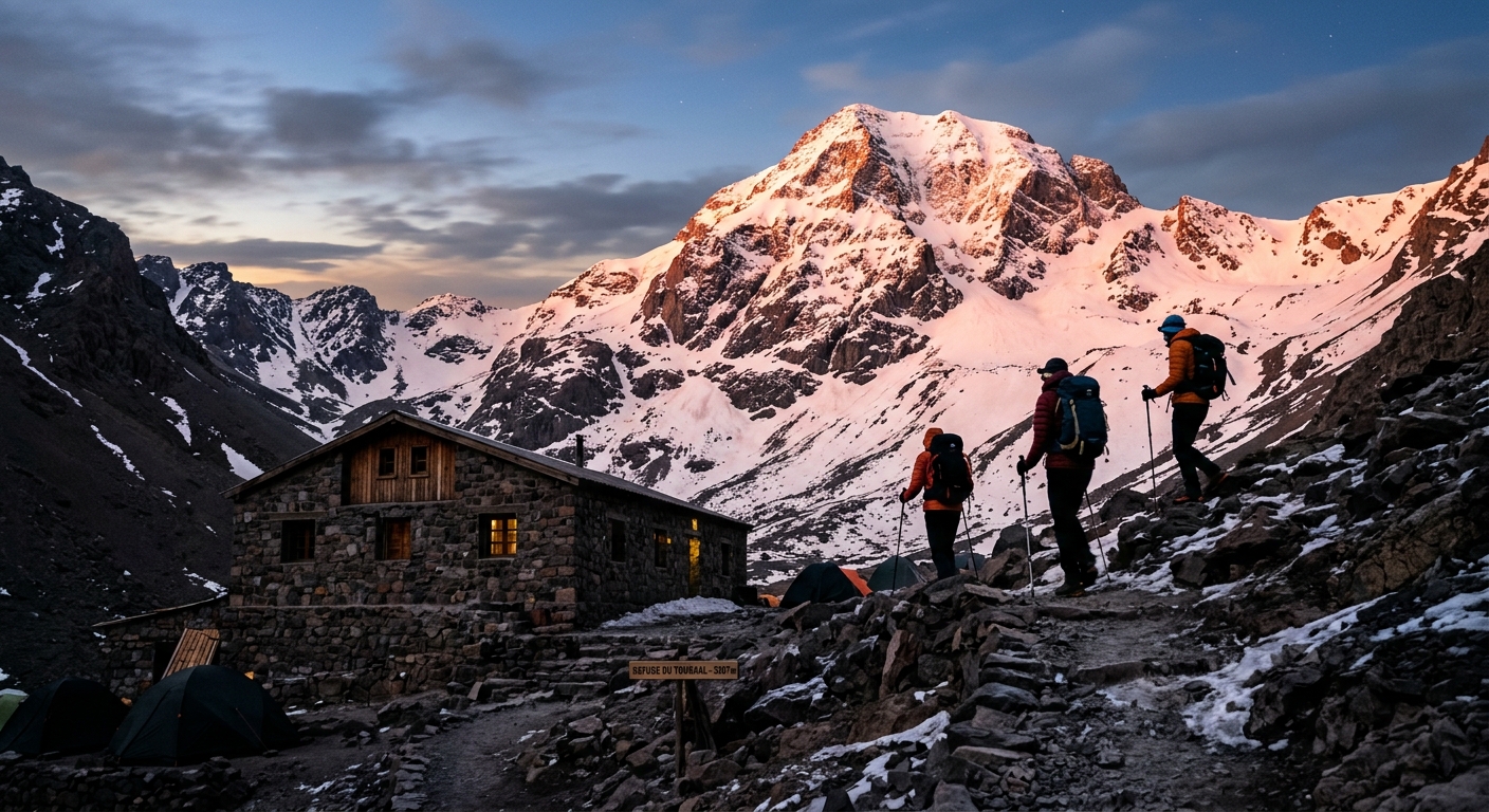 Toubkal base camp at dawn